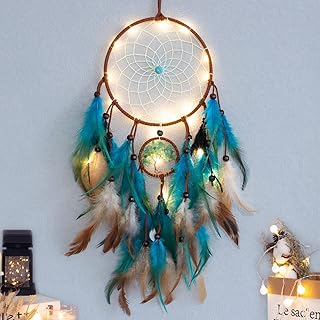 Retraiser Blue Life Dream with feathers, LED LED lights handmade with a traditional Indian Circular Design for Wall suspension, Children's Decoration, Home and Wedding Decoration and Blessing Gift.. DIAYTAR NIGERIA: Bringing the marketplace to every Nigerian with affordable prices and quick delivery.