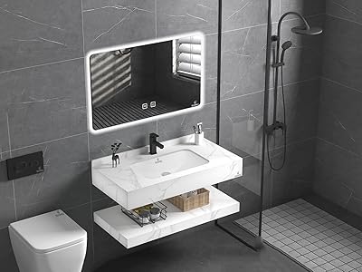 80 cm flat rock tray with lower shelf, sink and led mirror CB12.. DIAYTAR Nigeria: Great value, fast delivery, and endless options.