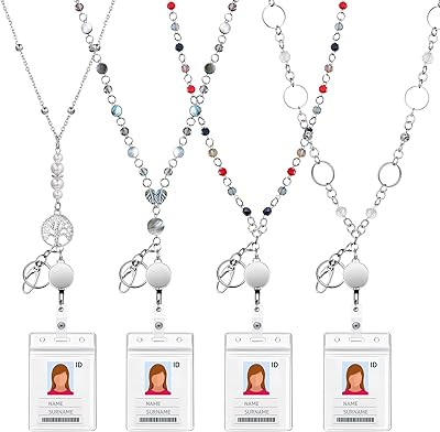 Badges necklaces with identity card holder, 4 sets of identity necklaces in pearls and retractable cord for women in stainless steel, multicolored, size M.. Shop everything from A to Z on DIAYTAR Nigeria — delivered nationwide.