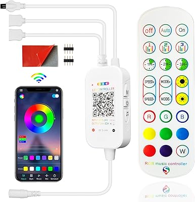Bluetooth RVB LED 24 -key remote control with replacement RGB control box, LED variator, music synchronization for LED RVB 3528 5050 light strips.. Shop with purpose at DIAYTAR NIGERIA and receive your purchases at unbeatable prices within the week.