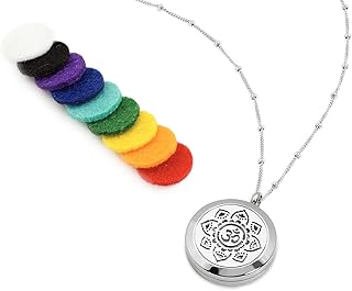 OM OM essential oil diffuser necklace, aromatherapy jewelry - Hypoallergenic stainless steel 316L surgical quality, 20.8 inch chain + 9 washable pads, stainless steel, n.. DIAYTAR NIGERIA: Bringing quality products to every Nigerian home at prices everyone can afford.