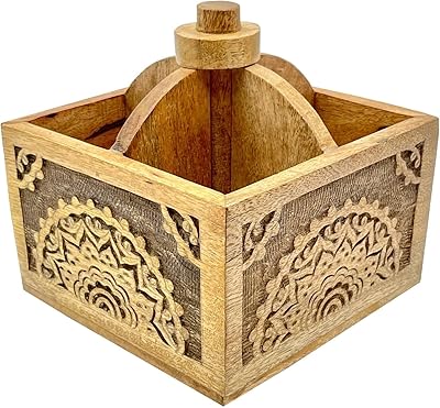 Souk designs support for rustic wooden spoons - hand -carved spoon support for kitchen utensils - ancient patch holder and storage organizers (square shape).. Find more for less — only on DIAYTAR Nigeria.