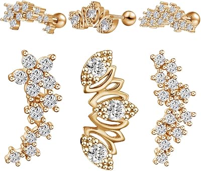 6 pieces 20g Earrings in surgical steel cartilage - Helix conch Death piercing jewelry for women girls.. Experience retail therapy without the financial stress at DIAYTAR NIGERIA's affordable e-commerce platform.