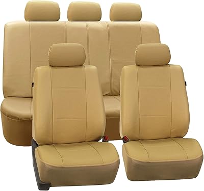 FH Group Pu007beige 115 Beige luxury leather car seat covers, suitable for most cars, SUV and trucks (compatible with airbags and rear parts).. Your everyday shopping companion, DIAYTAR NIGERIA offers unbeatable value with nationwide delivery.