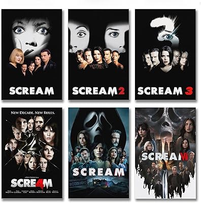 Scream horror film poster, a set of 6 posters on canvas from the 90s for the decoration of the 12 x 18 inch part (30 x 45 cm) - 6 pieces.. Your digital marketplace solution, DIAYTAR NIGERIA delivers quality and value within the week.