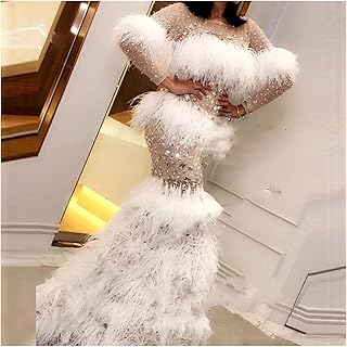 XXXDDD Saudi evening dress in crystal pearls, evening dresses in bunk feathers (color: C, size: 2).. Shop without compromise at DIAYTAR NIGERIA, where quality, affordability, and quick delivery coexist.