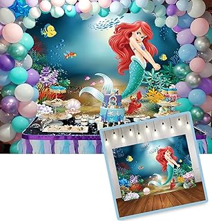 Sirène siren photography background, small mermaid photography background, mermaid princess girls, 7x5 feet cake table decoration supplies.. DIAYTAR NIGERIA makes luxury accessible with our affordable prices and dependable delivery service.