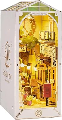 Set of corner books, 3D wooden decorative shelf, miniature model kit with LED light, interior decoration gift.. DIAYTAR NIGERIA delivers affordability and convenience to your doorstep within 8 days of purchase.