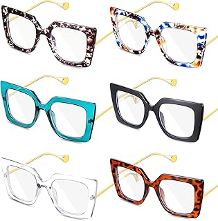 Kinger Lot of 6 oversized blue light glasses for women, trendy square glasses blocking blue light for reading on computer.. Experience convenient online shopping on DIAYTAR Nigeria — wide selection and affordable delivery.