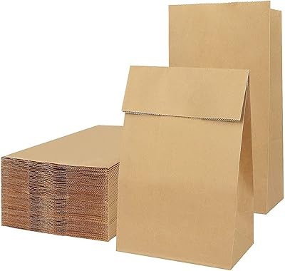 Set of small lunch bags in robust and durable paper of 4 pounds, 15.5x10x30 cm, paper bags in paper, paper lunch bags, kraft paper, sweet bags without handles for Christmas, weddings and birthdays, 50 pieces.. Order today, receive in days — DIAYTAR Nigeria makes it possible.