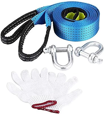 N/Brand 8 -ton car trailer towing rope and 18,000 pounds with reflective tape and gloves (5 m/16.4 feet).. DIAYTAR NIGERIA: Your partner in affordable online retail with reliable delivery across the nation.