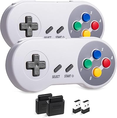 [New version] Pack of 2 2.4 GHz wireless gaming controllers compatible with SNES and PC, with SNES and USB receivers, supports Windows PC, Mac, Linux Raspberry Pi and SNES [Plug & Play] [rechargeable].. DIAYTAR NIGERIA: Where affordability and variety come together with nationwide 5-8 day delivery.