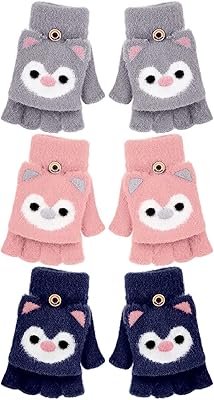 3 pairs of convertible gloves without fingers for children with foldable above for a hot winter, half-deigts gloves for children boys and girls aged 5 to 10 years.. Your ultimate shopping destination, DIAYTAR NIGERIA combines extensive selection with affordable shipping.