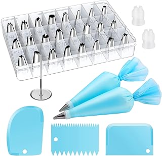 KOTEC KC028 Set of 32 kisses decoration tips, stainless steel pastry supplies, plastic, silver.. Shop smart with DIAYTAR NIGERIA, offering a vast product range delivered to your doorstep within a week.