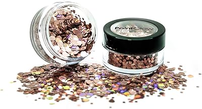 Paint Glow 3D Chunky Glitter - Vegetable beauty glitter for the face, body, nails, hair and lips (pink gold).. Your digital marketplace solution, DIAYTAR NIGERIA delivers quality and value within the week.