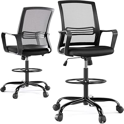 High office chair with lumbar support and ergonomic armrests, standing office chair with adjustable foot ring, breathable mesh, comfortable padded seat cushion, black.. Shop smart with DIAYTAR NIGERIA's vast selection and enjoy affordable shipping in just 5-8 days.