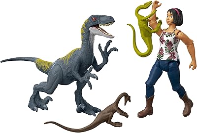 Jurassic world tools camp cretaceous sammy, velociraptor and 2 human and dino composes