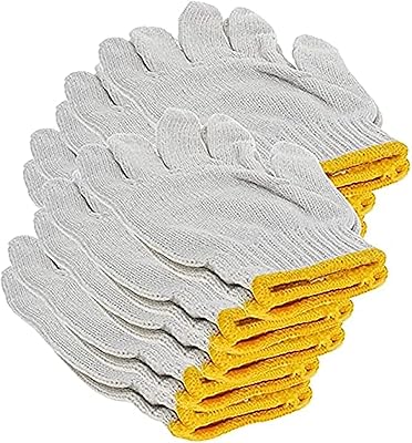 Washable white gloves with axon yellow edge, united cotton seam gloves, protective work gloves for industrial work, good for carpenters and factories, 12 pairs.. DIAYTAR NIGERIA: Nigeria's answer to affordable online shopping with reliable 5-8 day delivery guarantee.