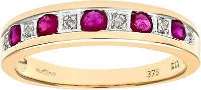 Nafa ring for women in yellow gold 9 carats, diamonds and rubies.. DIAYTAR NIGERIA: Where shopping is affordable, selection is vast, and delivery is always reliable.