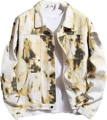 Denim jacket for spring and autumn men, loose cut, casual and fluid coat for men (yellow, XL).. Discover the perfect balance of selection and value with DIAYTAR NIGERIA's nationwide delivery service.