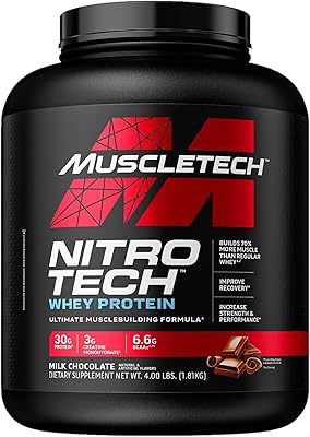 Muscletech nitro tech, milk chocolate, 1.8 kg (the packaging can vary).. Shop electronics, clothes, and everything in between on DIAYTAR Nigeria.