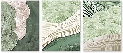 Decor MOTRIQUE GREEN MODERN GREEN MODERN BONZUIT, SET OF 3 PAINTS ON COLD WITHOUT FRAME FOR Office, Bathroom and Bedroom, Size 12 x 16 inches.. DIAYTAR NIGERIA brings retail convenience to your screen with affordable prices and dependable shipping.