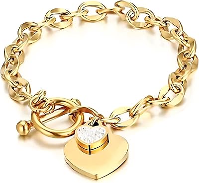 18-carat gold plated bracelet Laurier for women [sparkling heart] wrapped in a luxury jewelry gift box for Mother's Day, Valentine's Day, a birthday or a birthday for mother, wife, girlfriend or girl, titanium.. Transform how you shop with DIAYTAR NIGERIA's vast selection and budget-friendly delivery options.