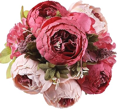 Ofrank bouquet of artificial peonies in vintage silk for decoration of wedding party at home (pink).. You shop, we deliver — quick and easy with DIAYTAR Nigeria.
