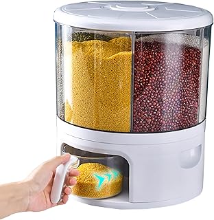 Ropoli Distributor of rotary rice with 6 grids, rice and cereal storage container of 22 pounds, rice outing in one click, bucket of round rice storage visible for cereals, snacks, dog food, coffee beans (color: white).. Looking for trendy fashion, home essentials, or electronics? DIAYTAR Nigeria has it all and delivers within days, not weeks.