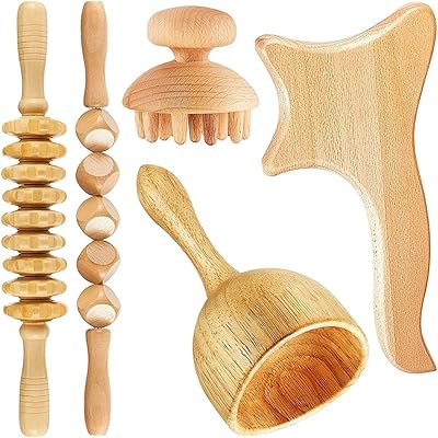 Wood therapeutic massage tools 5 in 1, lymphatic drainage tool, Madérotherapy kit, professional body sculpture tools.. DIAYTAR NIGERIA brings the nation's largest product catalog to your doorstep at prices you'll appreciate.