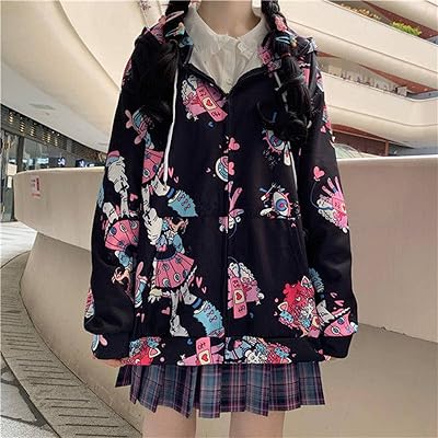 Houzhou Hoodie Anime Fashion Fall Style Korean Sweats Zipped Hooded Kawaii Long Sleeping Streetwear Great Big Sweat.. DIAYTAR NIGERIA brings the marketplace to every Nigerian home with affordable prices and quick delivery.