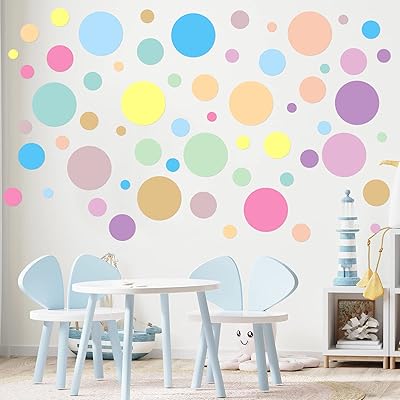 264 Wall stickers with circular points for children, bedroom, living room, classroom, games room, wall stickers in removable vinyl (12 acid colors).. DIAYTAR Nigeria: Where affordability meets speed and quality.