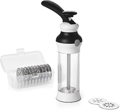Oxo Good Grips cookie press set, 100 pieces, white, 1257580.. Shop confidently on DIAYTAR Nigeria — everything you need, delivered quickly.
