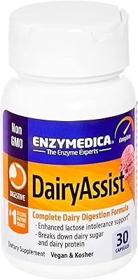 Enzymeldedica - Dairy assist, enzymatic support to help digest dairy products and relieve occasional gases and bloating, 30 capsules.. Get more, save more — only on DIAYTAR Nigeria.