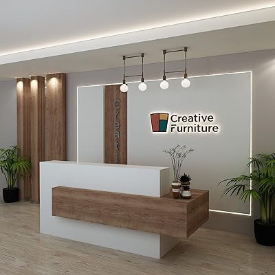 Modern and elegant wooden reception desk with light oak finish base (L2400mm x D700mm x H760mm/1100mm) Creative Furniture.. Embrace a new era of online shopping with DIAYTAR NIGERIA's extensive range and budget-friendly prices.