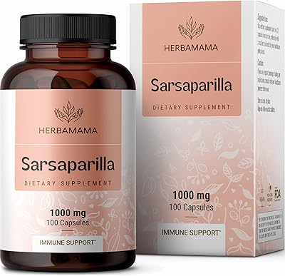 Herbamama salsepareille -salsepareille root capsules - Organic salsepareille root powder pills - Smilax Medica plant supplement - 1000 mg, 100 capsules.. DIAYTAR NIGERIA: Where quality products become affordable with our nationwide shipping service.