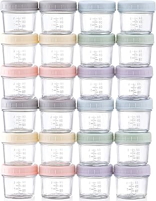 Quickly set of 24 glass storage containers for baby food-Baby food storage pots of 4 OZ with lids, baby food machine, going to the microwave, dishwasher and freezer.. Enjoy stress-free shopping with affordable prices on DIAYTAR Nigeria.