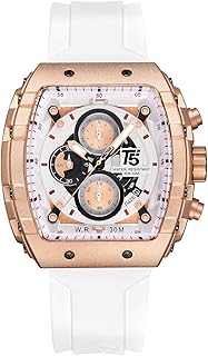 Watch Chronograph Watch For Men with Silicone Bracelet, 22 mm, Rose Gold, H3856G-WHTRG, Rose Gold, 22 mm, Bracelet.. DIAYTAR Nigeria: Where affordability meets speed and quality.