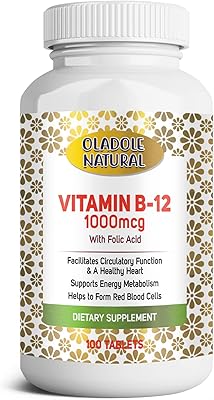Natural Oladole, Vitamin B -12 with folic acid, 1000 mcg - 100 tablets.. Affordable online shopping is just a click away with DIAYTAR Nigeria.