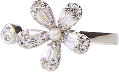 Moonstone fashion accessory ring for women, pretty puffy flower in pointed crystal with small edge, adjustable waist.. Your one-click solution to affordable shopping, DIAYTAR NIGERIA delivers quality products nationwide.