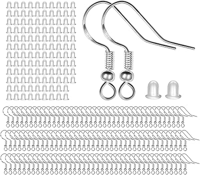 Sterling 925 silver earrings, pair of 40 pieces, ear threads, hooks, hypoallergenic jewelry pieces for making jewelry to do yourself yourself.. DIAYTAR Nigeria: Your one-stop online shop with unbeatable prices and nationwide delivery in under 8 days.