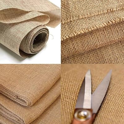 Fabric in natural jute canvas of 60 "and 150 cm wide for the decoration of wedding festival by Accessories Attic Ltd (1 meter).. DIAYTAR NIGERIA connects you with endless possibilities through our affordable e-commerce platform.