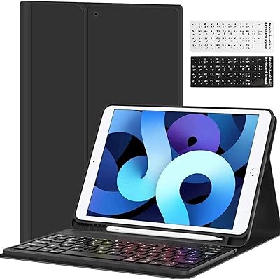 Light intelligent keyboard cover compatible with iPad 10.2, in Arabic and English, adapted to the 10.2 inch iPad 7 8 9th degeneration - Black.. From checkout to your doorstep in less than a week — DIAYTAR Nigeria.