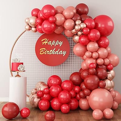 Kit De Garland of Red Balloons 112 Pieces, Retro Red Latex Balloons Bordeaux Metallic Pink Gold, 5 10 12 18 inches for Wedding Birthday Carnival Anniversary.. Experience shopping without compromise at DIAYTAR NIGERIA, with vast selection and quick delivery.