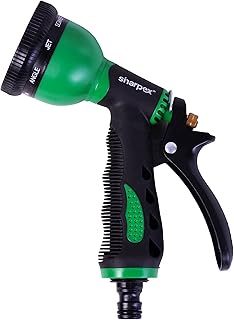 Sharpex professional spray nozzle for watering hose, 8 adjustable watering modes, shower and water spray settings - suitable for watering the lawn and garden - (black and green).. DIAYTAR NIGERIA: Connecting Nigerians with affordable products through our expansive e-commerce platform.