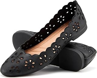 Comfortable ballerinas in black leather for women, shoes to put on round end with flower cuts, black.. Whether it’s gadgets or groceries, DIAYTAR Nigeria delivers in less than 8 days.