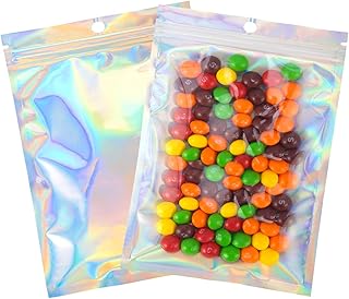 100 pieces 5 x 7 "Lightning zipper Bags in mylar anti-cute anti-oxying hermetic packaging bag in plastic large colored bag transparent with front seal for confit lip shiny, holographic.. Discover endless possibilities with DIAYTAR NIGERIA's extensive product range and affordable shipping.