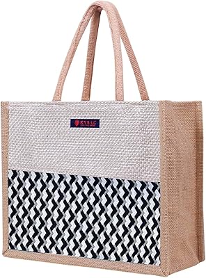 Handbag in Asian ecological jute - Tiffin reusable versatile handbag for shopping and grocery store with zipper and handle for men and women.. Shop without boundaries at DIAYTAR NIGERIA, offering affordable products with convenient delivery times.