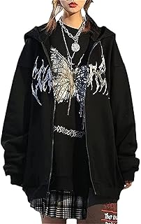Overalled Gothic sweatshirt with Y2K bowler's zipper for women, rhinestone graph with pockets.. Great products, lower prices, fast delivery — DIAYTAR Nigeria has it all.