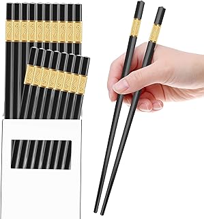 Set of black alloy baguettes, 10 pairs of reusable baguettes, washable in the dishwasher, set of 9.5-inch fiberglass baguettes, Korean Chinese Chinese chinese chopsticks, non-slip, easy to use (black baguettes).. DIAYTAR NIGERIA: Empowering Nigerians with access to affordable products and reliable 5-8 day delivery.
